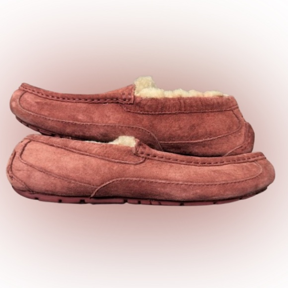 UGG Ansley Slippers Women’s 8 Dusty Rose Mauve Suede Shearling Moccasin - Picture 4 of 5